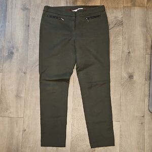 2/$20 Kenar - Olive Green Pants with Leather Detailed Pockets - Size 10